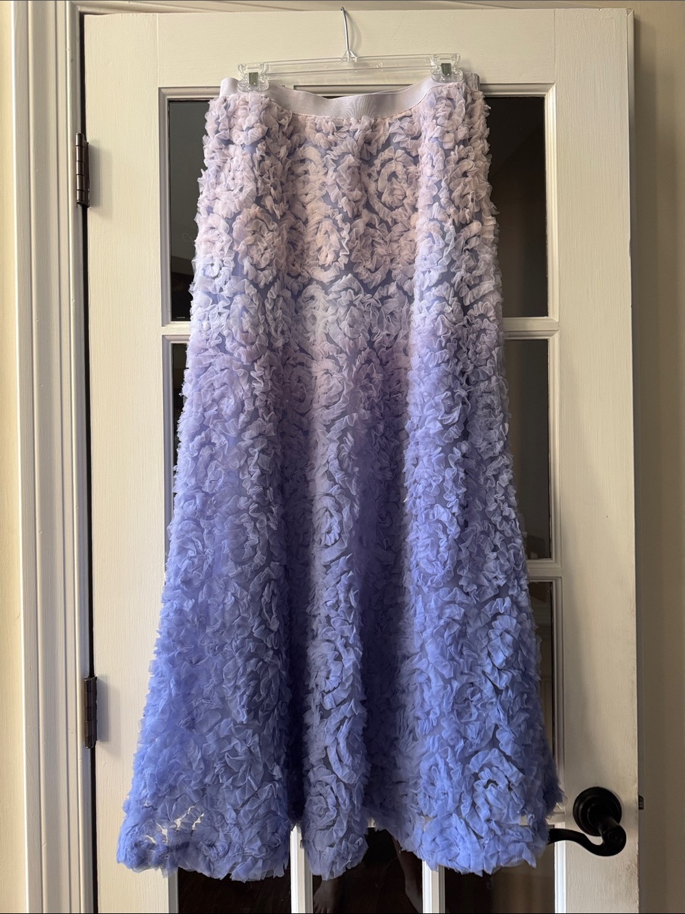 Anthropologie Lavender Ombre Rosette Maxi Skirt